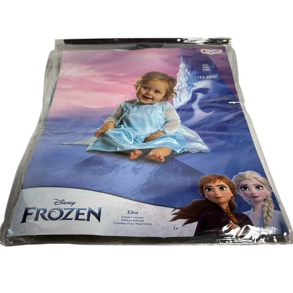 Disney Frozen Elsa Infant Dress Up Costume Includes Dress and Cape 12-18 months - Picture 7 of 16